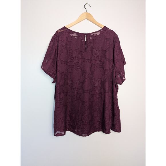 Torrid Abbey Chiffon Sheer Clip Floral Top - Picture 6 of 7